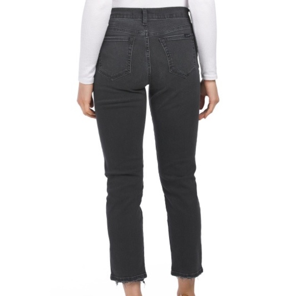 JOE'S Jeans Mid Rise Straight Cropped BLACK Jeans With Raw Cuffs SIZE 26 - Picture 2 of 4